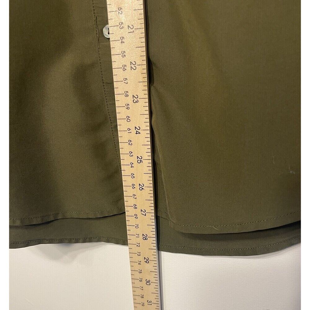 Old Navy M Shirt Button Utility Olive Green Blouses Pockets Roll Tab Round Hem - Picture 8 of 10